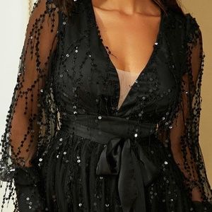Black Sequin Long Dress